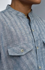 Band Collar Yarn Dyed Shirt