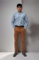 Band Collar Yarn Dyed Shirt