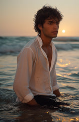 Cotton Linen Shirt In White