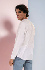 Cotton Linen Shirt In White