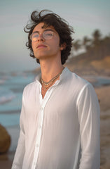 Cotton Linen Shirt In White