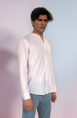 Cotton Linen Shirt In White