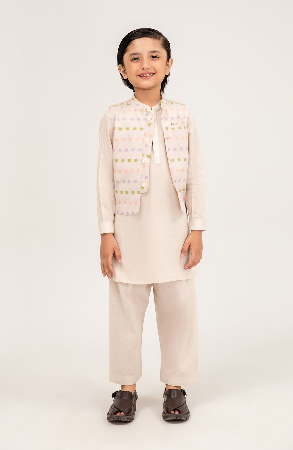 Printed Waist Coat 3 Piece Infant Suit - SIS701125
