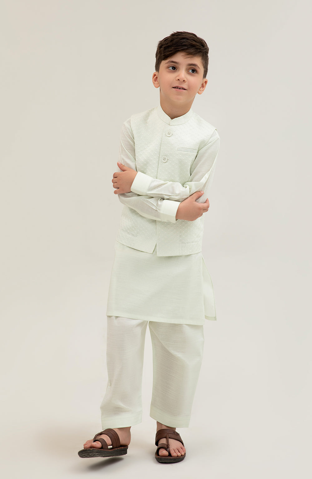 Embroidered Waist Coat 3 Piece Infant Suit - SIS706125