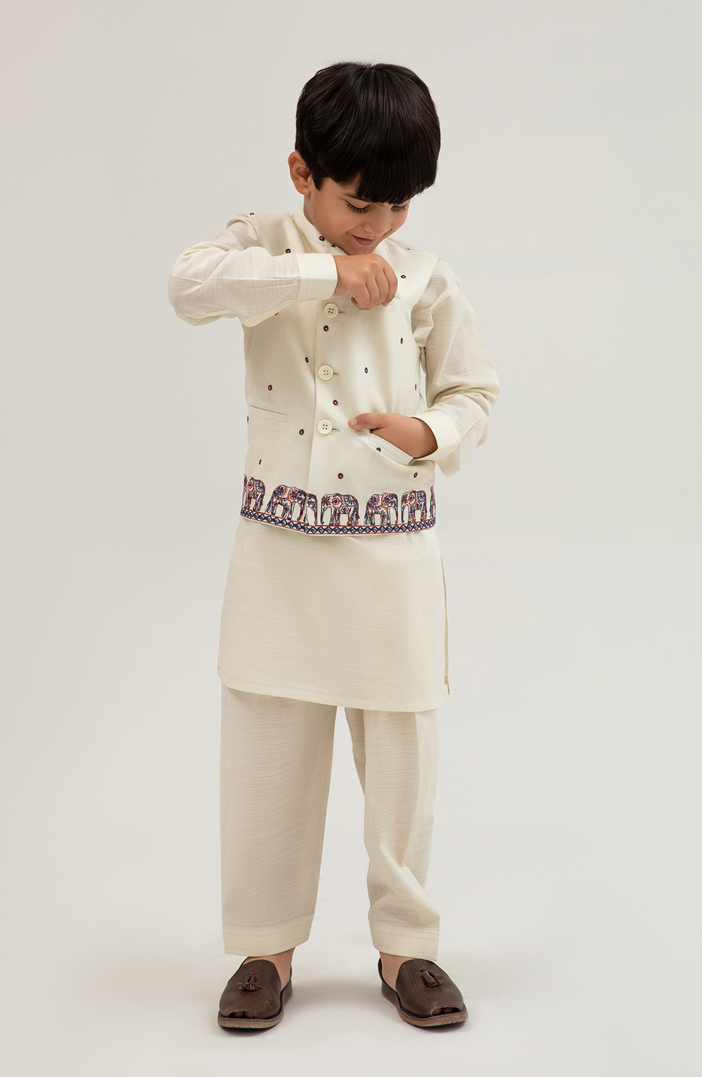 Emb Waist Coat 3 Piece Infant Suit - SIS707125