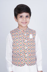 Infant Boys Printed Waist Coat 3 Piece -SIS712125