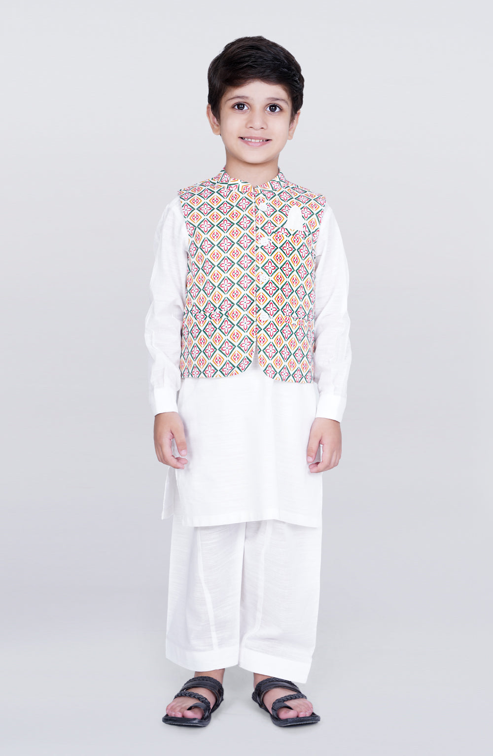 Infant Boys Printed Waist Coat 3 Piece -SIS712125