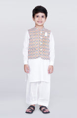 Infant Boys Printed Waist Coat 3 Piece -SIS712125
