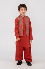 Prt Waist Coat 3Pc Infant Suit-SIS714125