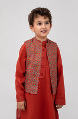Prt Waist Coat 3Pc Infant Suit-SIS714125
