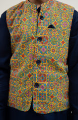 Infant Boys Printed Waist Coat 3 Piece -SIS716125
