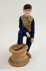Infant Boys Printed Waist Coat 3 Piece -SIS716125