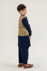 Infant Boys Printed Waist Coat 3 Piece -SIS716125