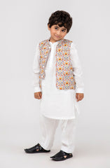 Infant Boys Printed Waist Coat 3 Piece -SIS720125