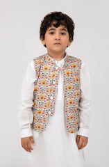 Infant Boys Printed Waist Coat 3 Piece -SIS720125