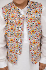 Infant Boys Printed Waist Coat 3 Piece -SIS720125