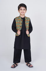 Infant Boys Printed Waist Coat 3 Piece -SIS721125
