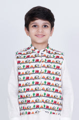 Infant Boys Printed Waist Coat 3 Piece -SIS724125