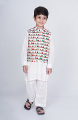 Infant Boys Printed Waist Coat 3 Piece -SIS724125