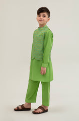 Infant Boys Printed Waist Coat 3 Piece -SIS725125