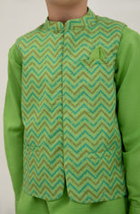 Infant Boys Printed Waist Coat 3 Piece -SIS725125