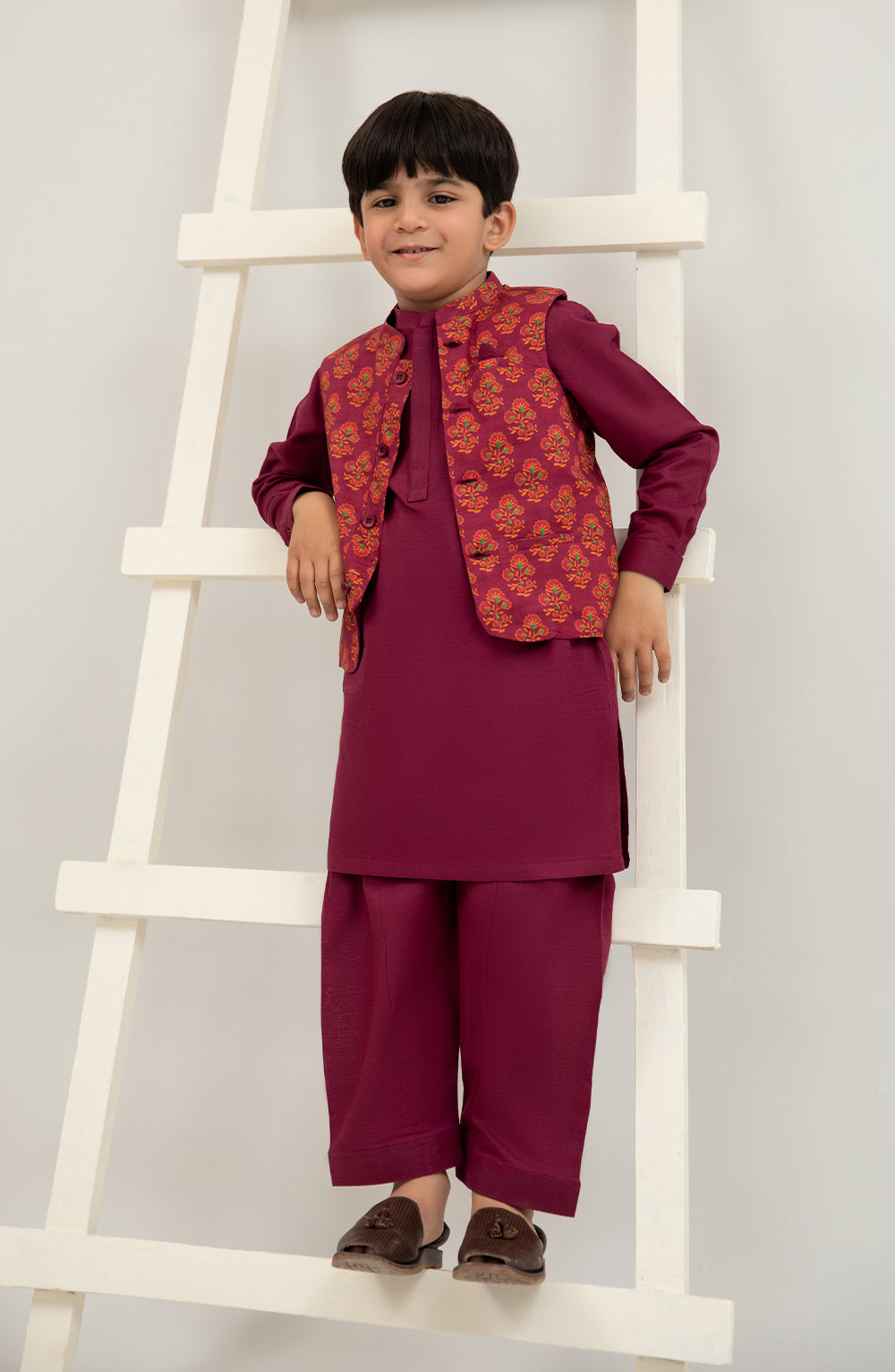 Infant Boys Printed Waist Coat 3 Piece -SIS728125