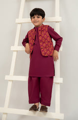 Infant Boys Printed Waist Coat 3 Piece -SIS728125