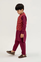 Infant Boys Printed Waist Coat 3 Piece -SIS728125