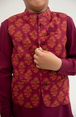 Infant Boys Printed Waist Coat 3 Piece -SIS728125