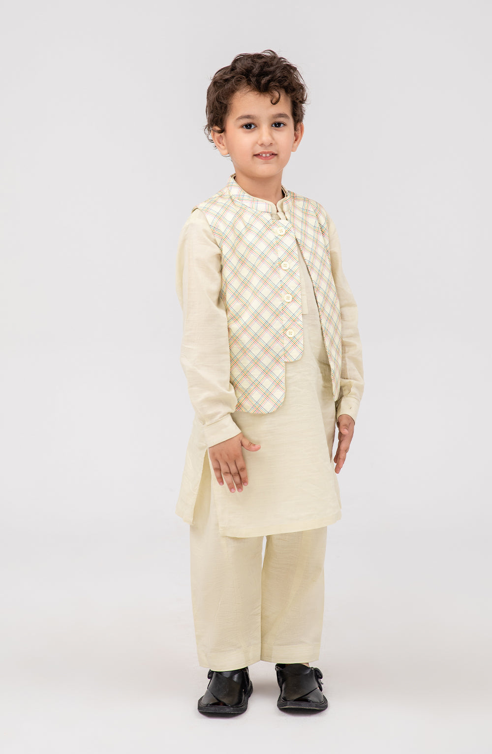 Infant Boys Printed Waist Coat 3 Piece -SIS729125