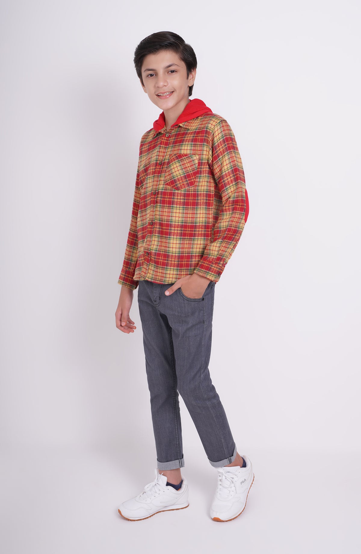 Boys Hooded Check Shirt