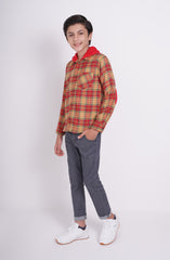 Boys Hooded Check Shirt