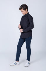 Oxford Button Down Shirt-Black