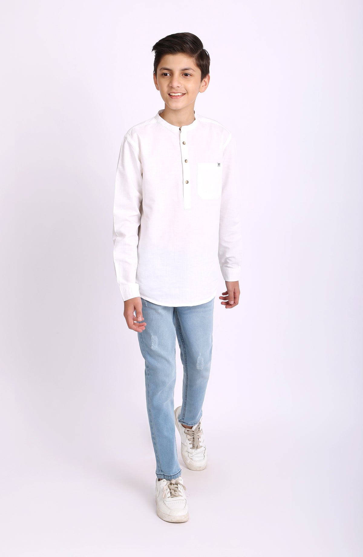 Band Neck Half Placket Shirt