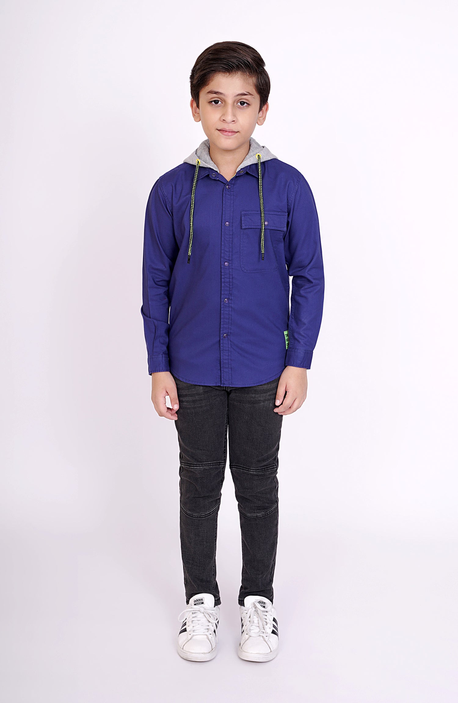 BWO611422 BOYS HOODED SHIRT BLUE Leisure Club Official