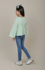 Flare Sleeve Solid Dress
