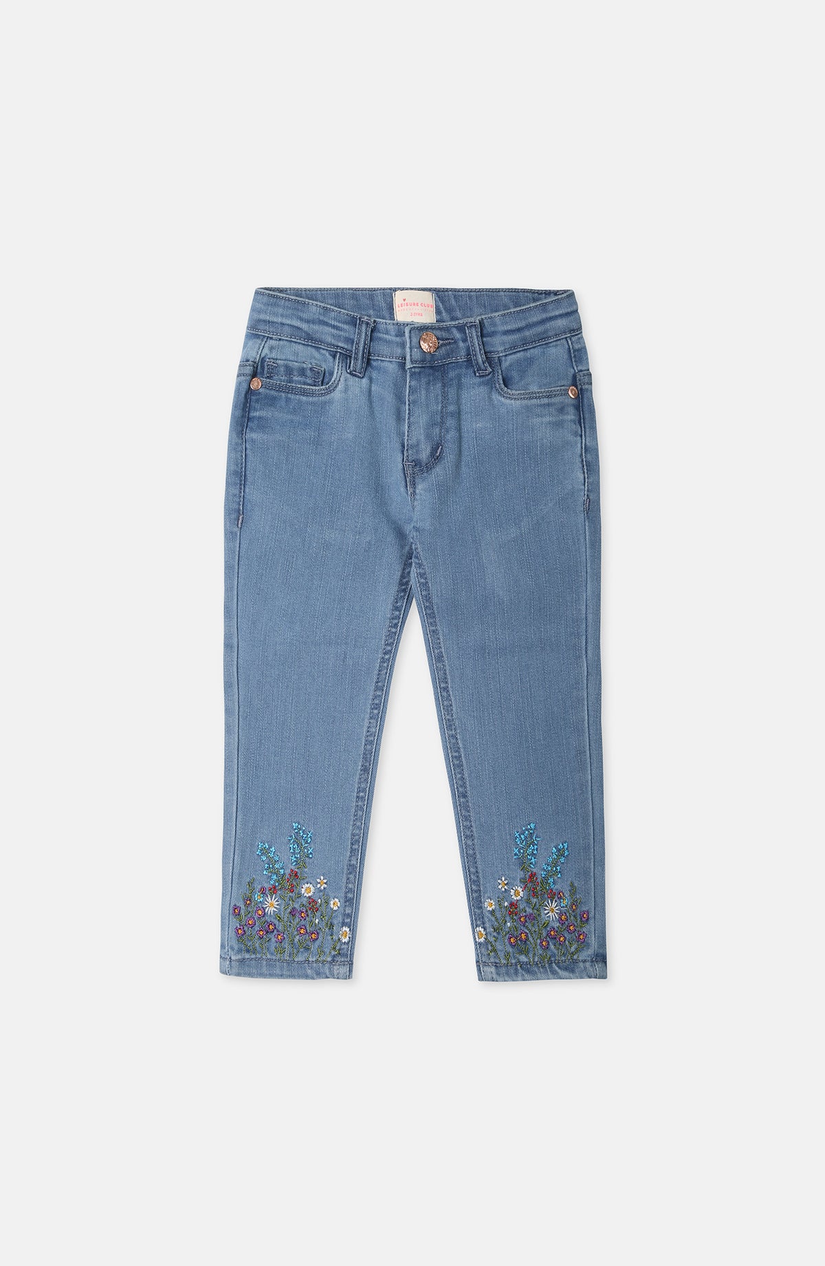 Daisy Bunch Flowers Emb Denim