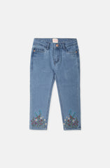 Daisy Bunch Flowers Emb Denim