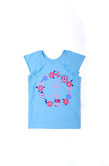 Floral Print Tee-Sky