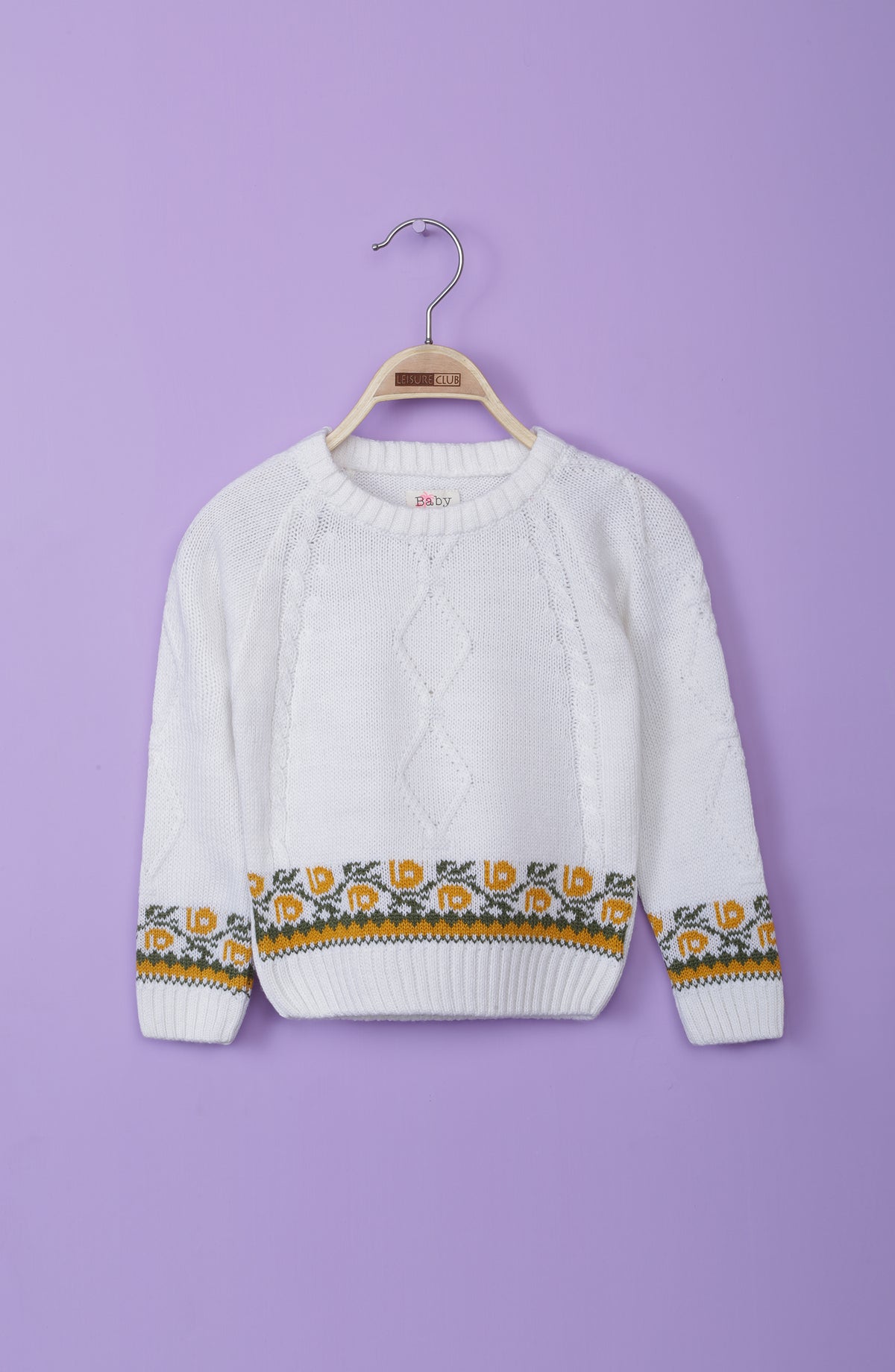 Flower Border Cableknit Sweater