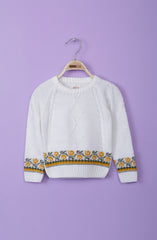Flower Border Cableknit Sweater