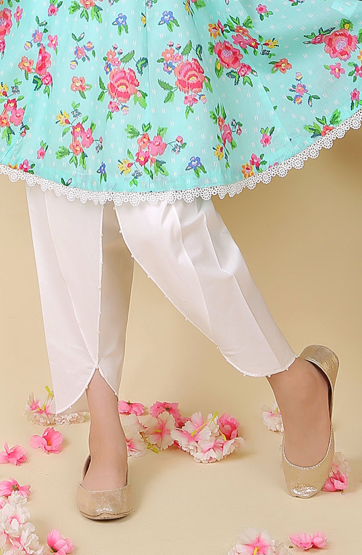 Cambric Tulip Shalwar - White