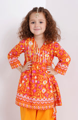 Orange Waves 2 Pcs Suit