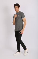 Henley In Grey Melange Color