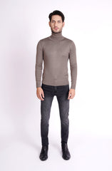 Super Soft Rol Neck Jumper In Olive