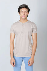 5 Buttons Placket Henley-Sand