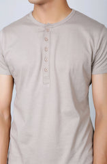 5 Buttons Placket Henley-Sand
