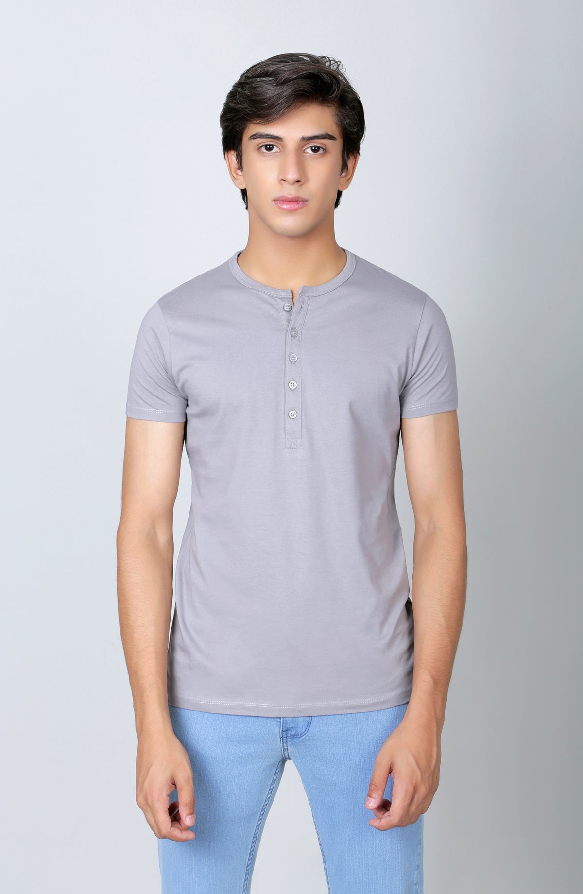 5 Buttons Placket Henley-Slate