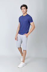 Viscose Blend Basic Tee-Navy