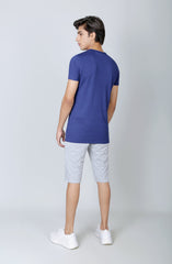 Viscose Blend Basic Tee-Navy